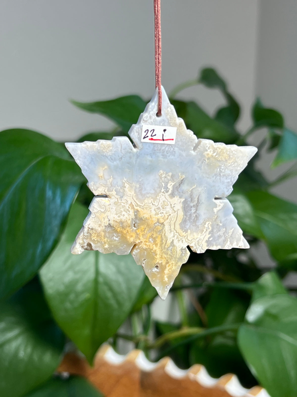 Blue Plume Agate Snowflake Ornaments