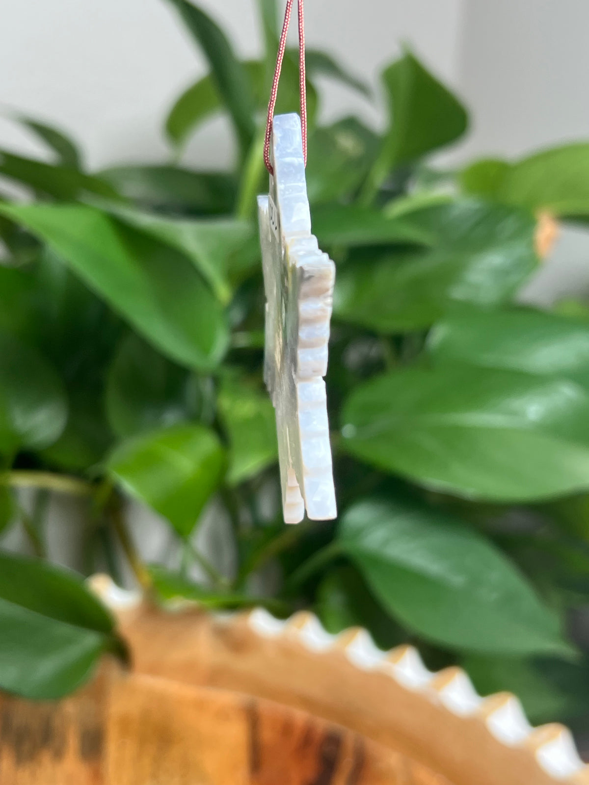 Blue Plume Agate Ornament Snowflake: L