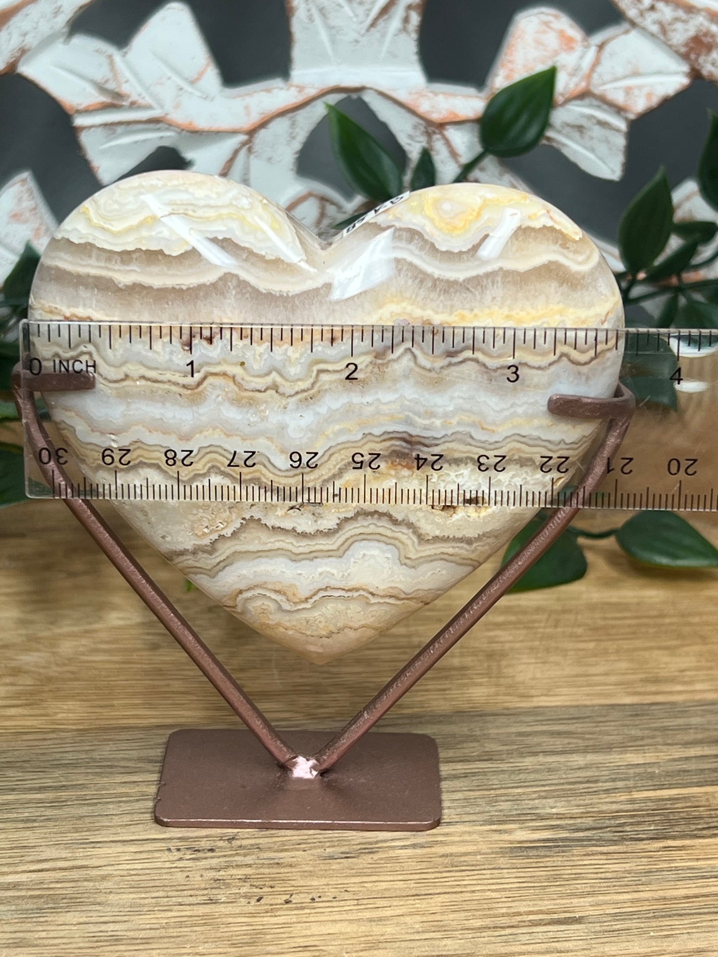 Yellow Crazy Lace Agate Heart