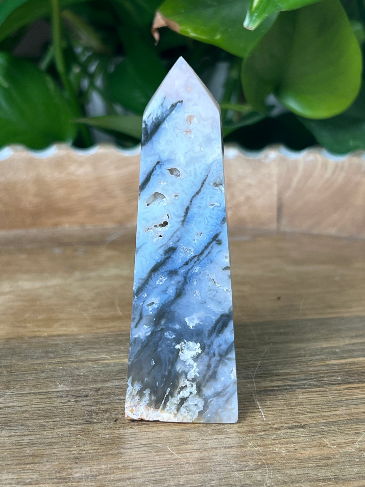 Rainbow Plume Agate Tower