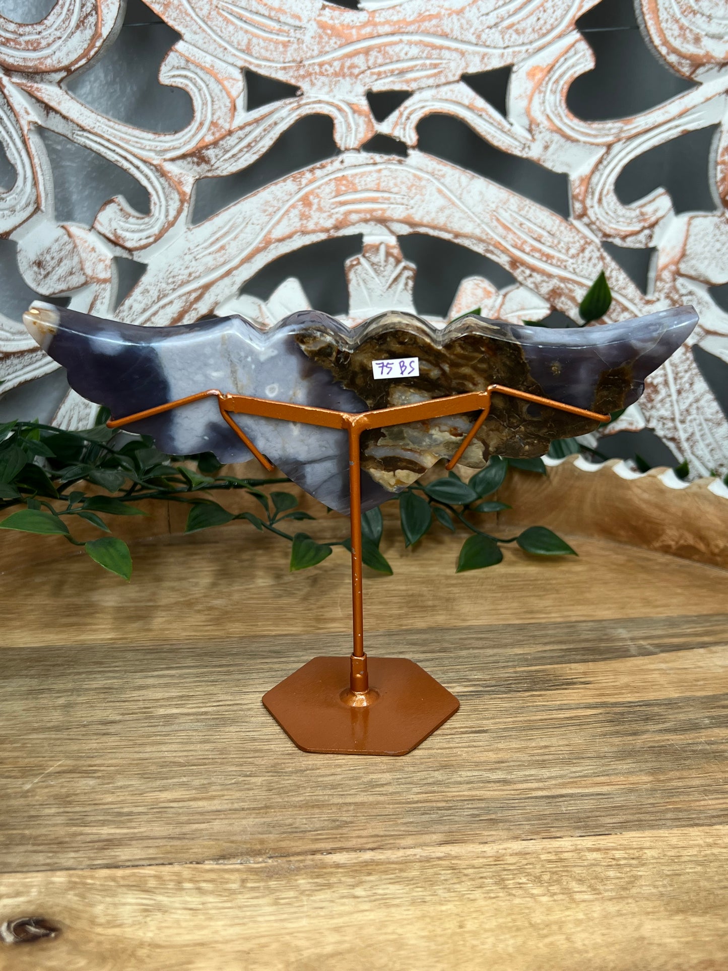 Purple Chalcedony Heart Wings