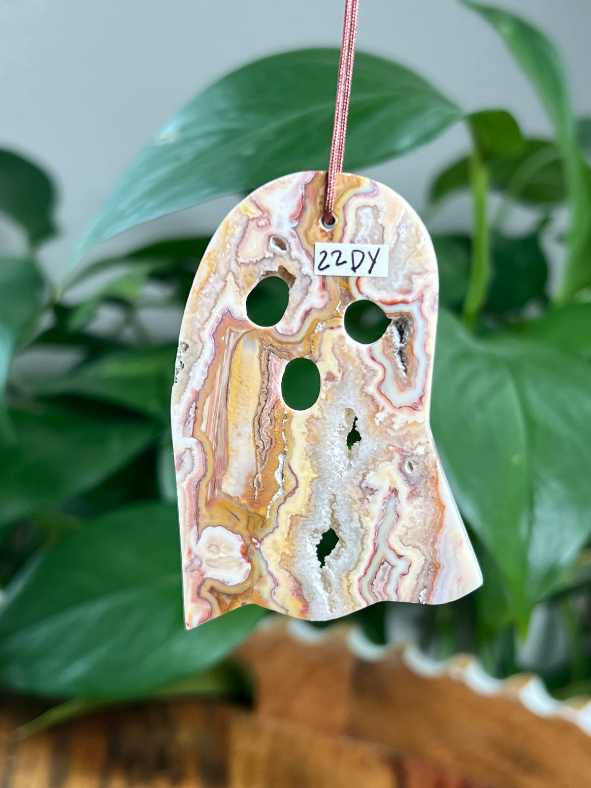 Crazy Lace Agate Ornament Ghost: DY