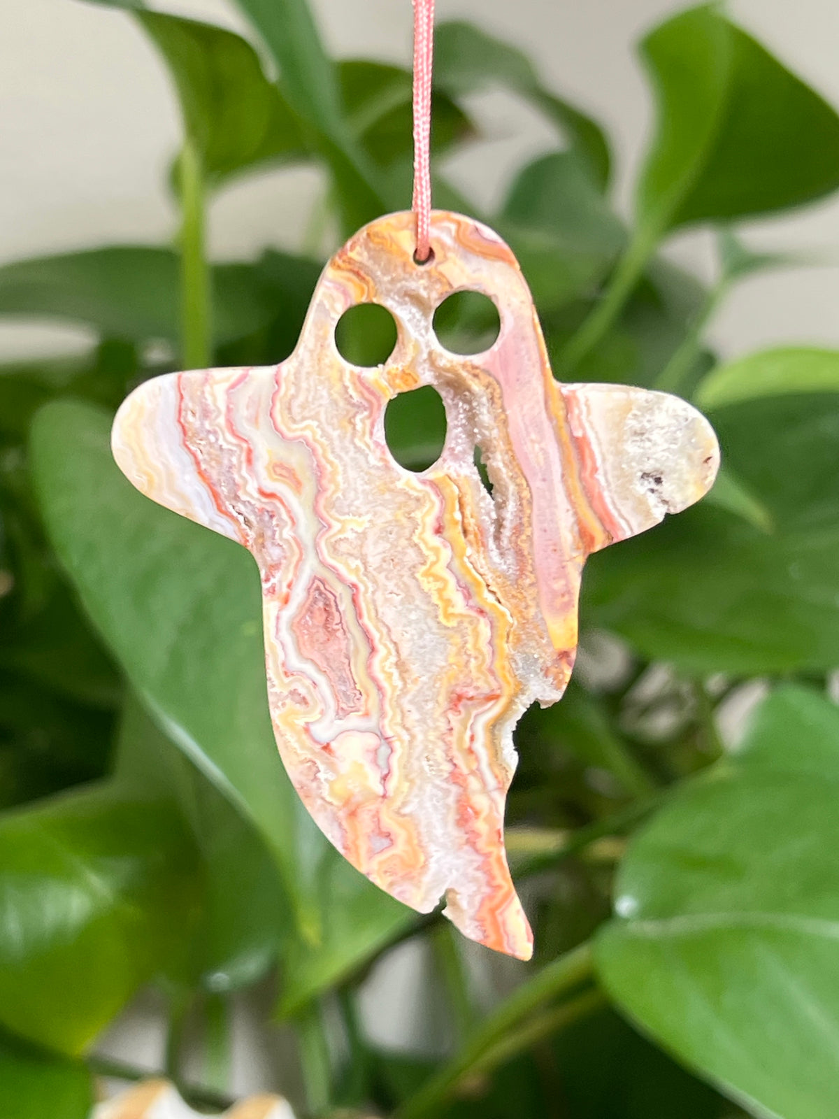 Crazy Lace Agate Ornament Ghost: Bi