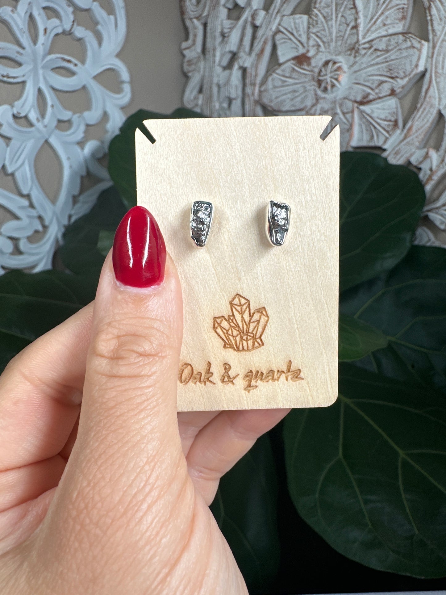 Colombian Campo Del Cielo Meteorite Stud Earrings ￼