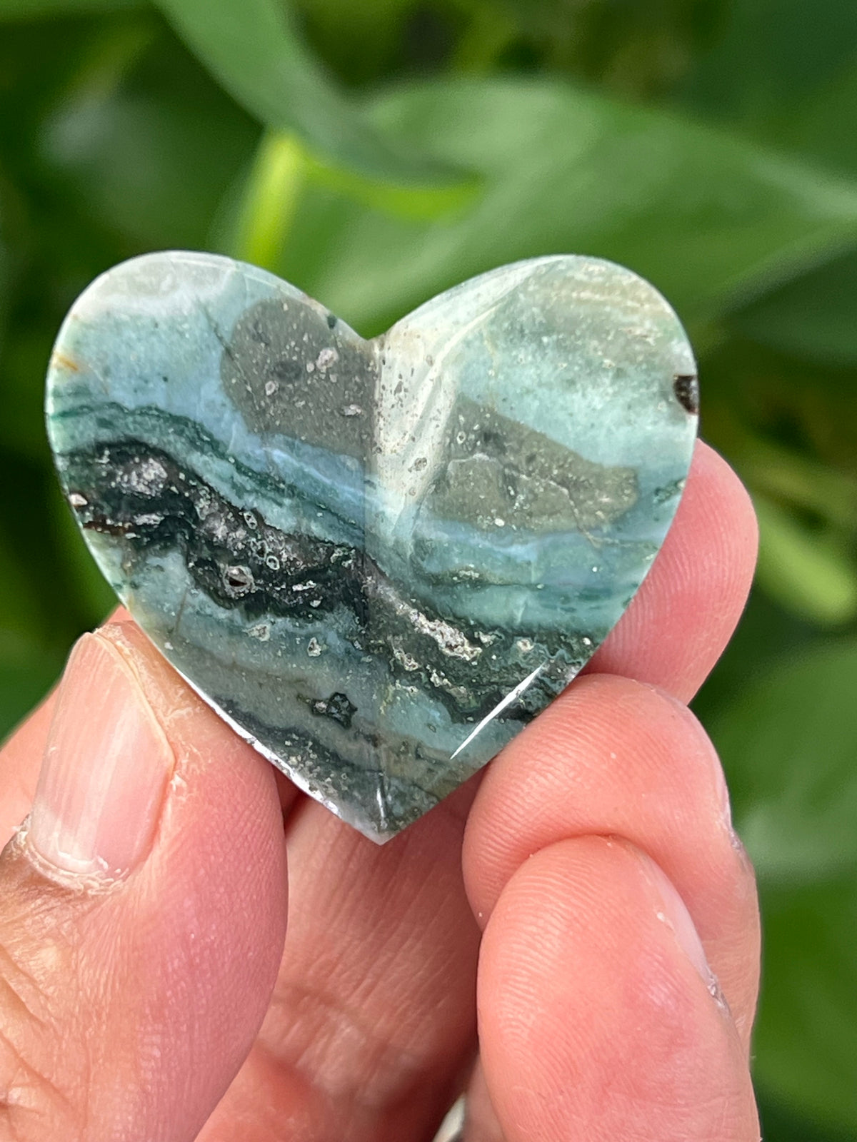 Blue Green Jasper 3D Mini Heart Butterflies