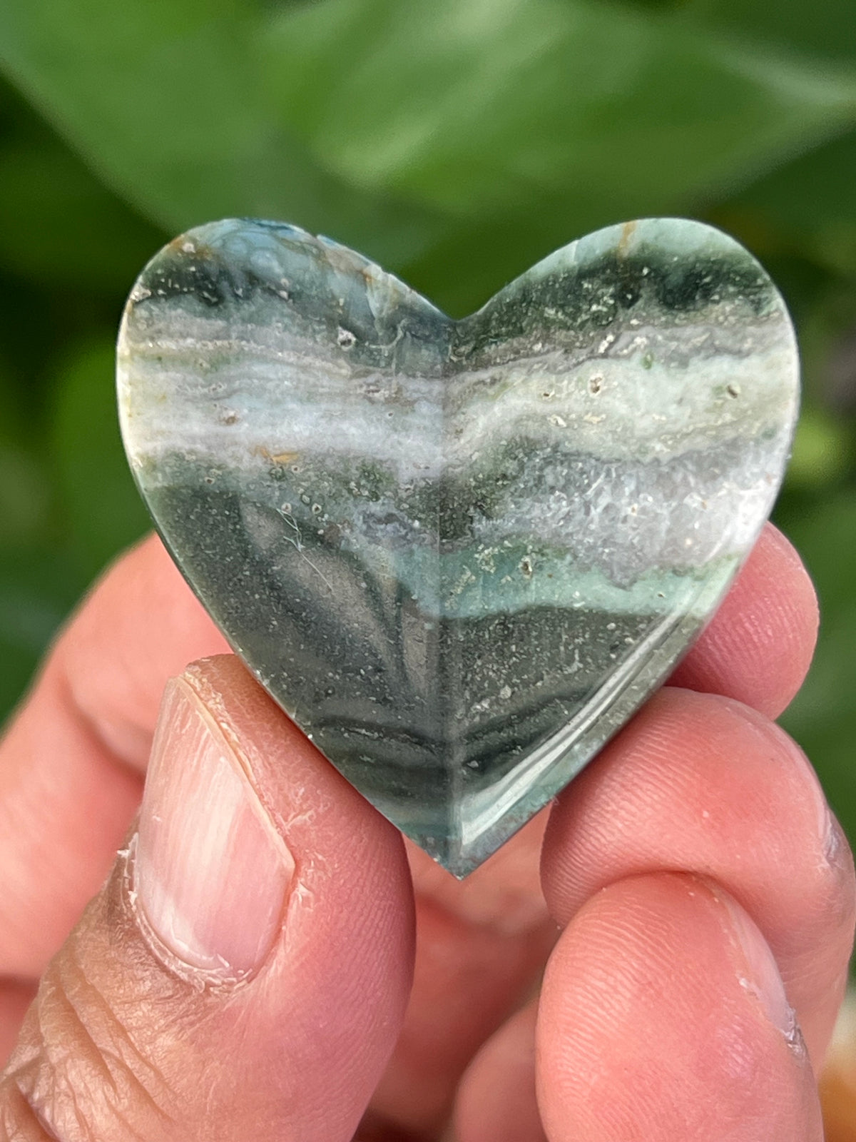 Blue Green Jasper 3D Mini Heart Butterflies