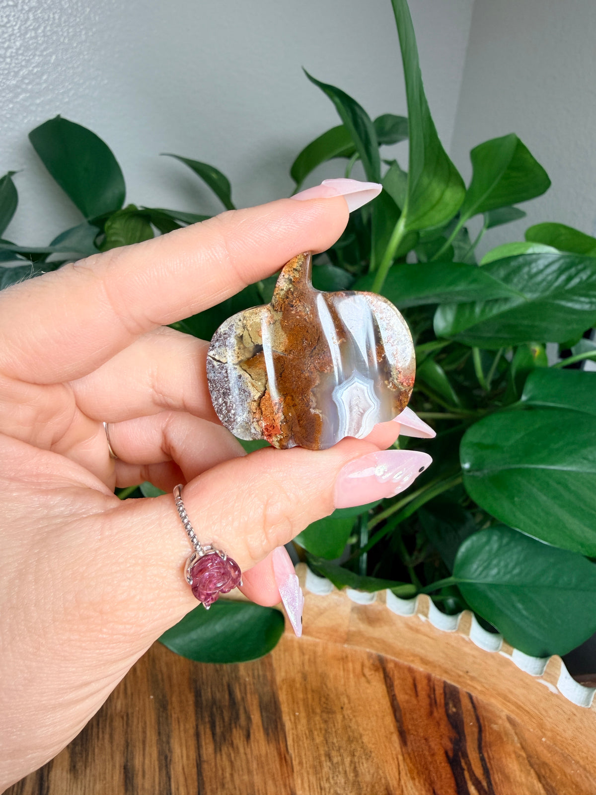Scenic Moss Agate Mini Pumpkin