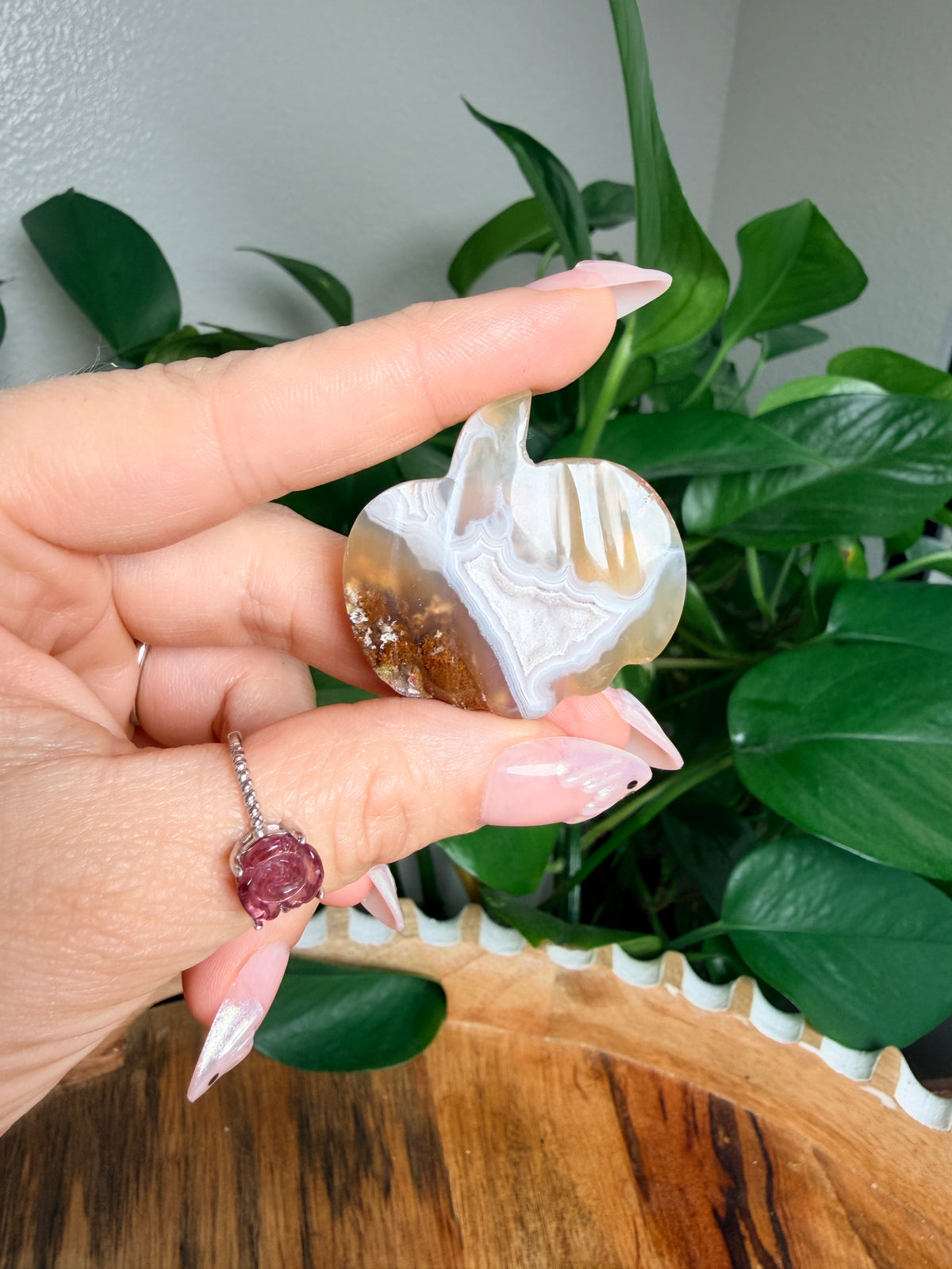 Scenic Moss Agate Mini Pumpkin