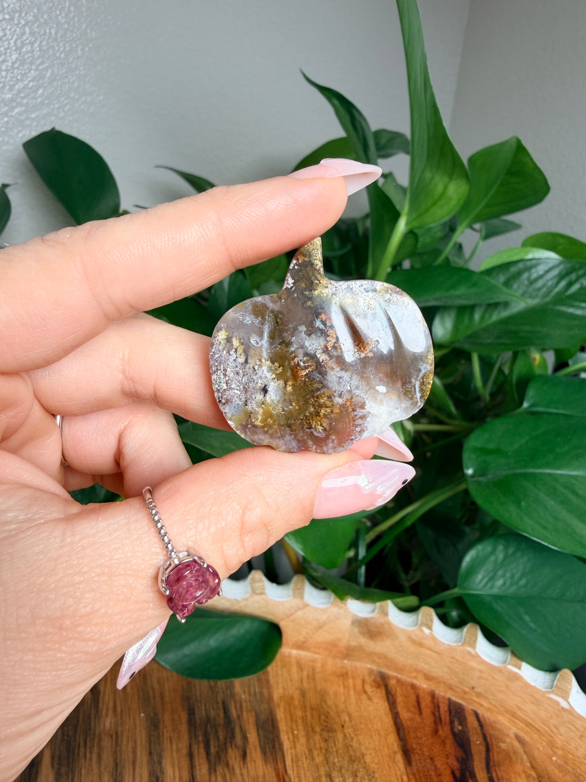 Scenic Moss Agate Mini Pumpkin