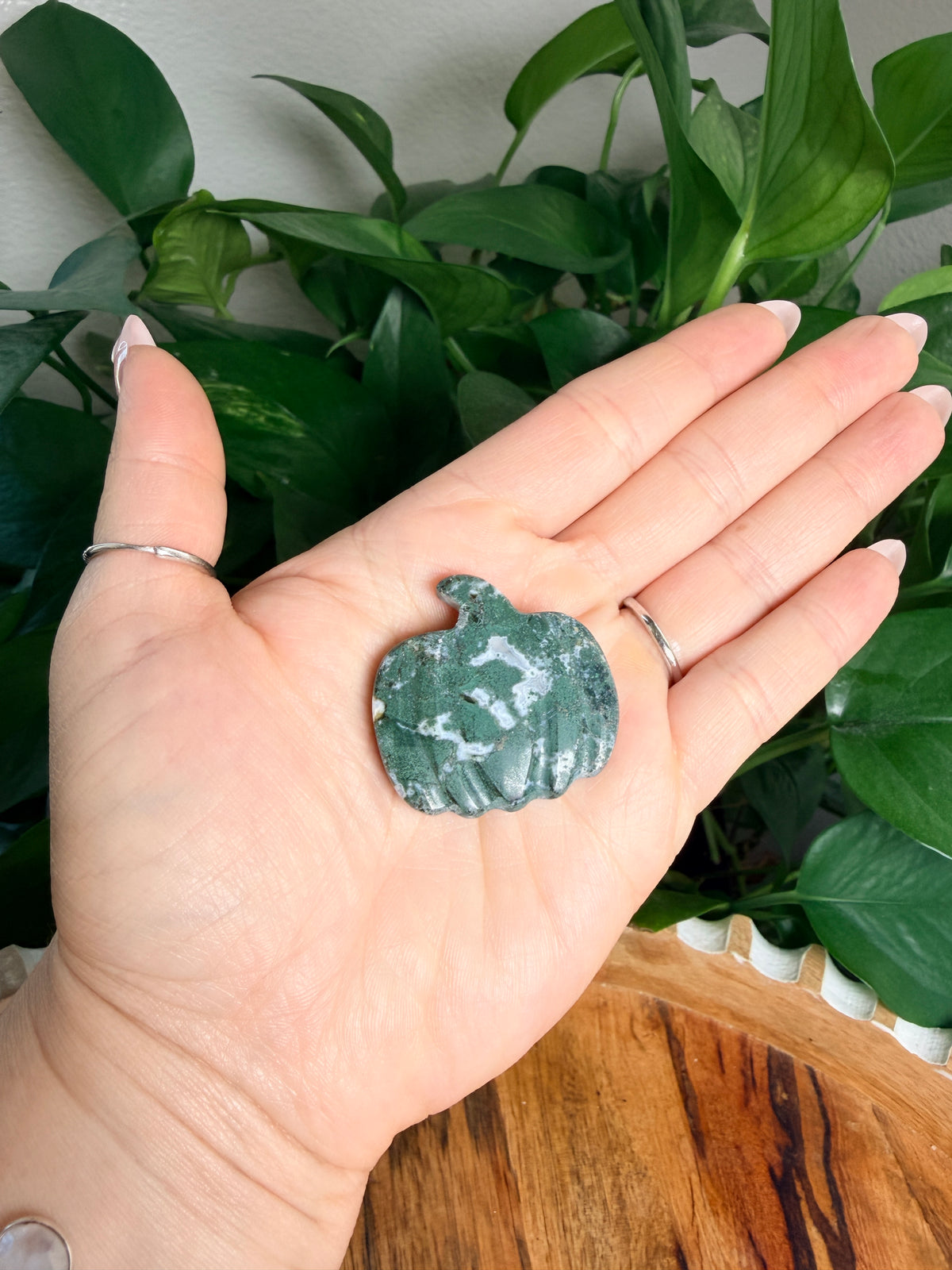 Green Moss Agate Mini Pumpkin