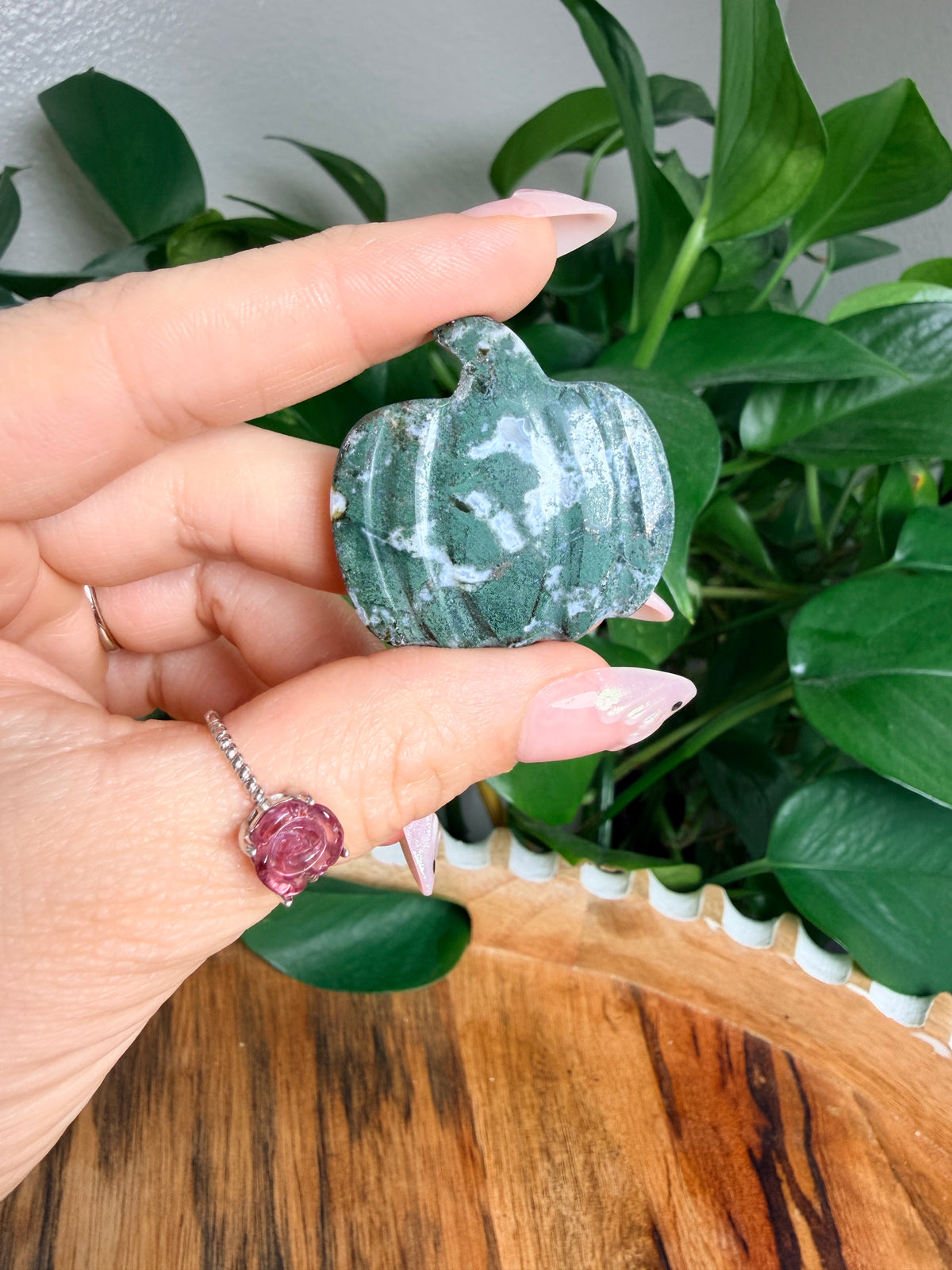 Green Moss Agate Mini Pumpkin