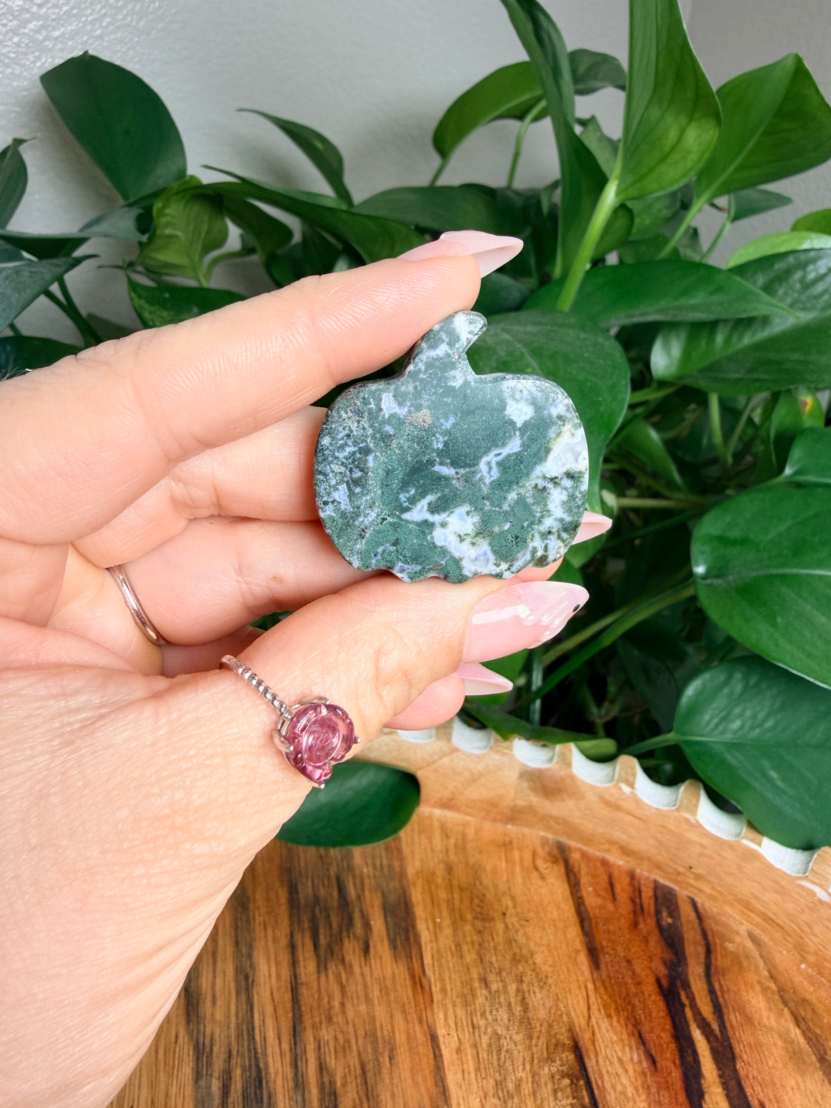 Green Moss Agate Mini Pumpkin