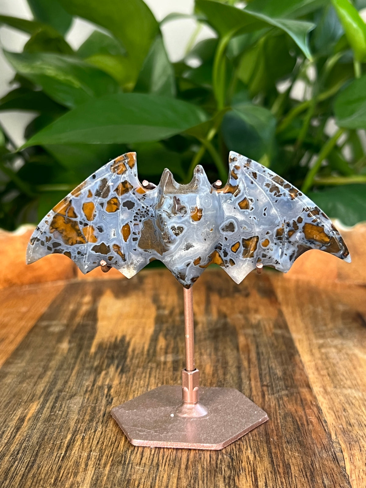 Brecciated Jasper On Metal Stand Bats