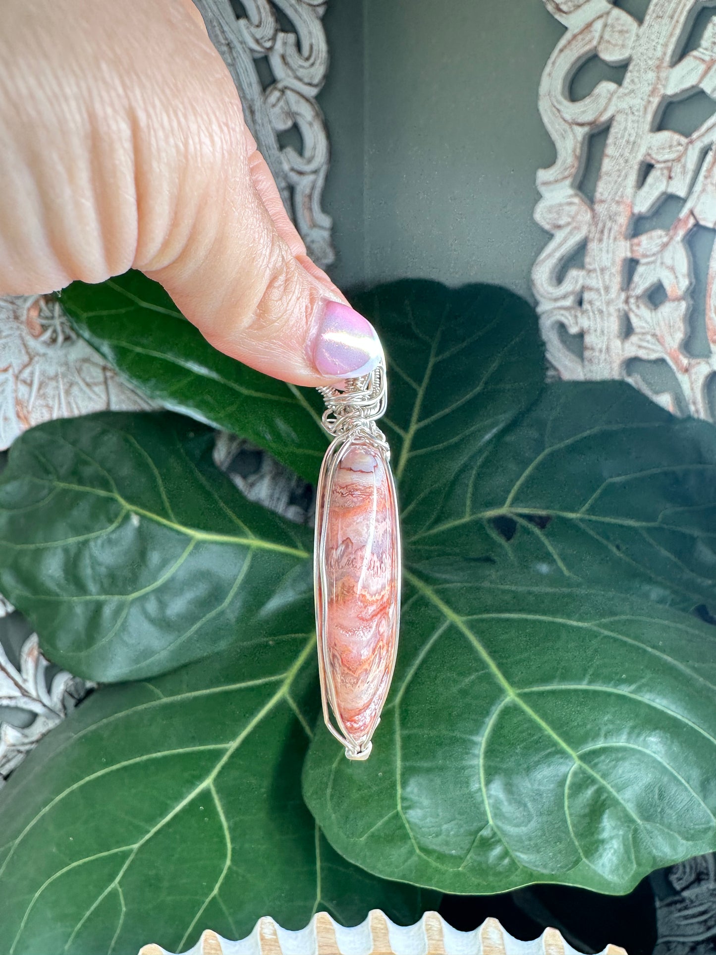 Large Crazy Lace Agate Heart Necklaces