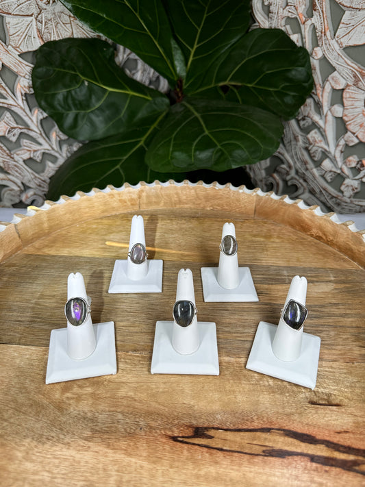 Purple Flash Labradorite Rings