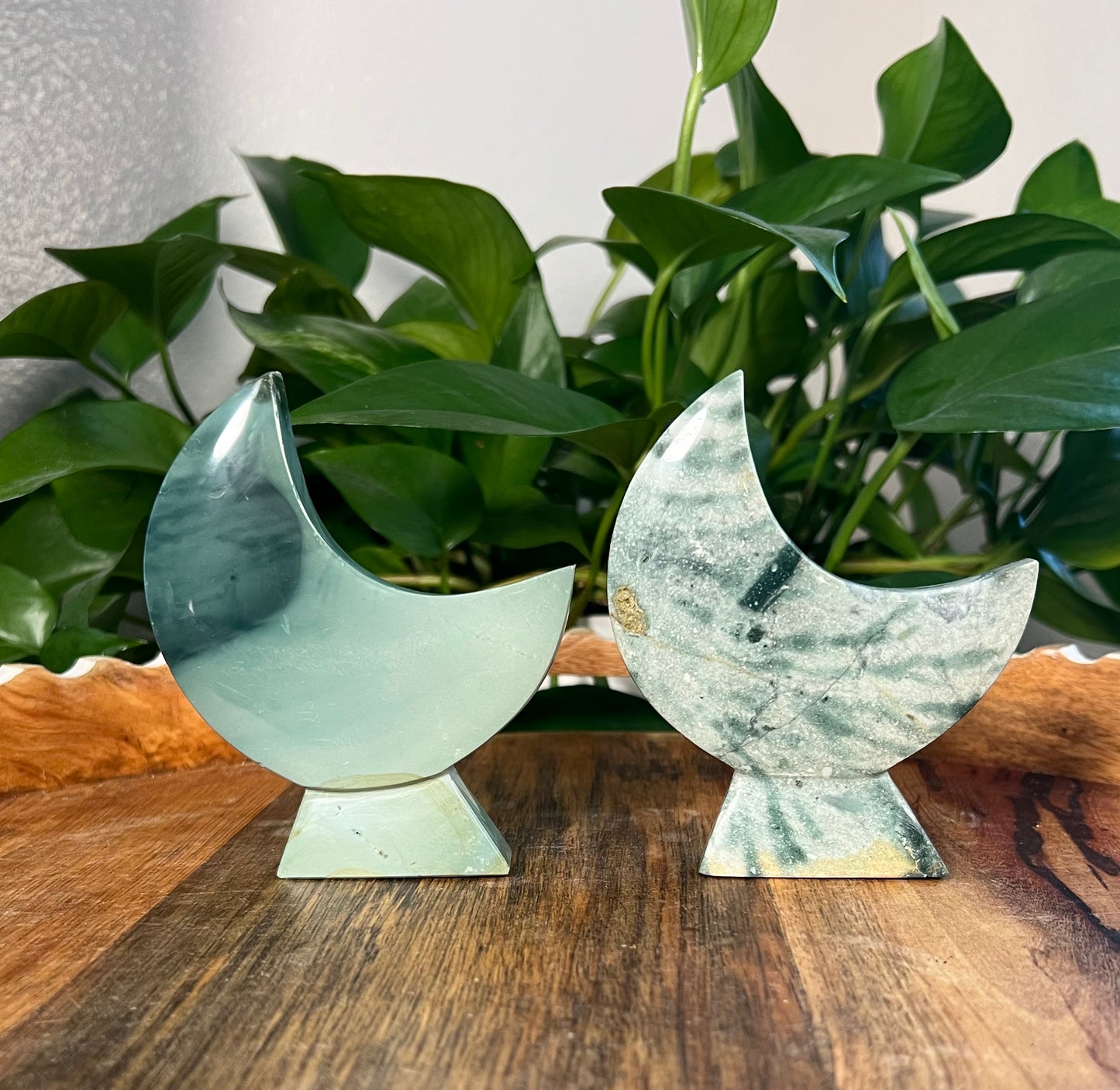 Blue Green Jasper Self Standing Moons