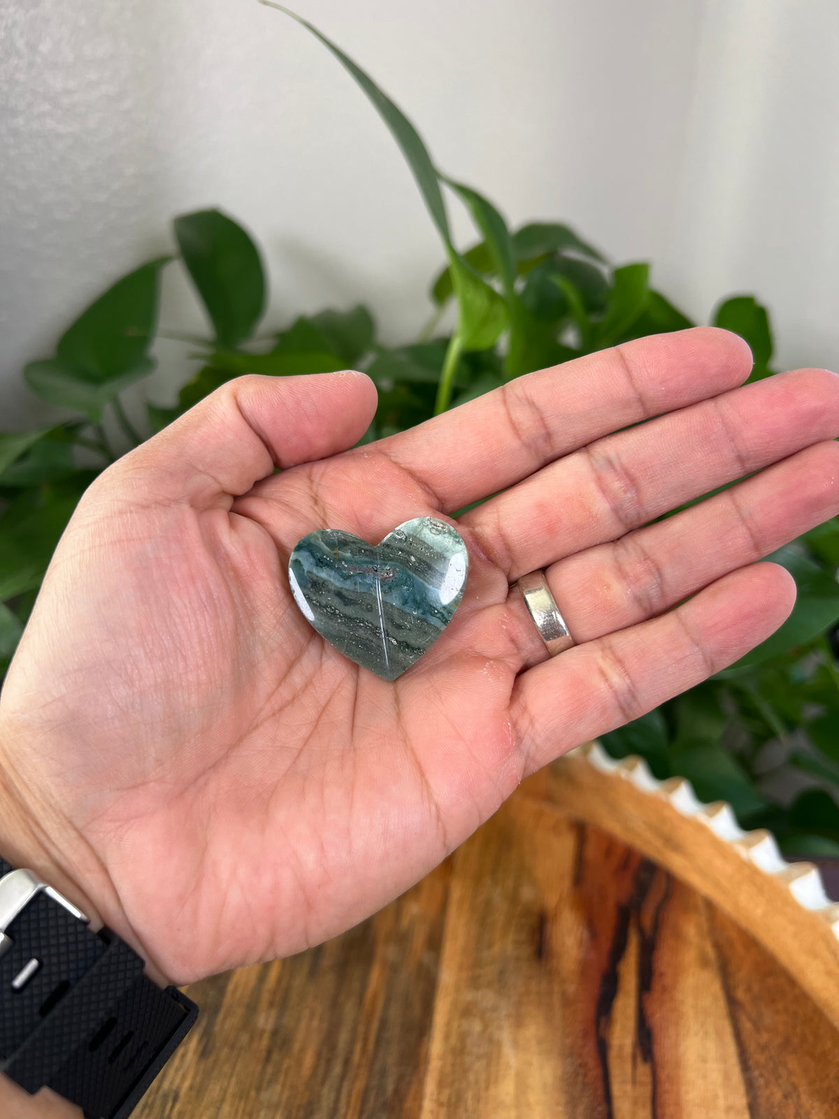 Blue Green Jasper 3D Mini Heart Butterflies