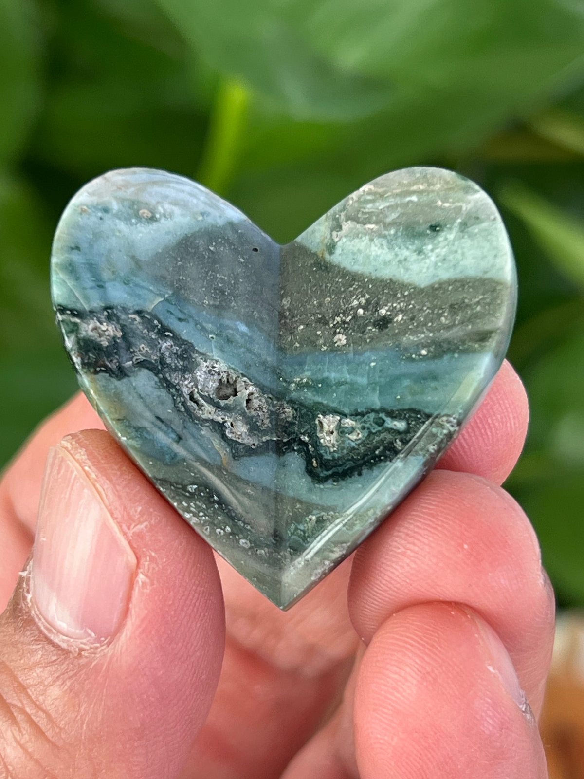 Blue Green Jasper 3D Mini Heart Butterflies