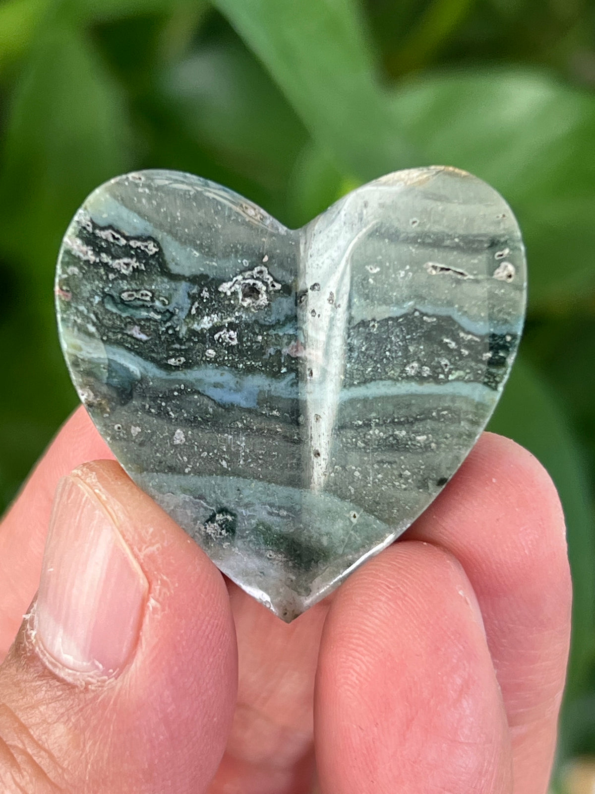 Blue Green Jasper 3D Mini Heart Butterflies