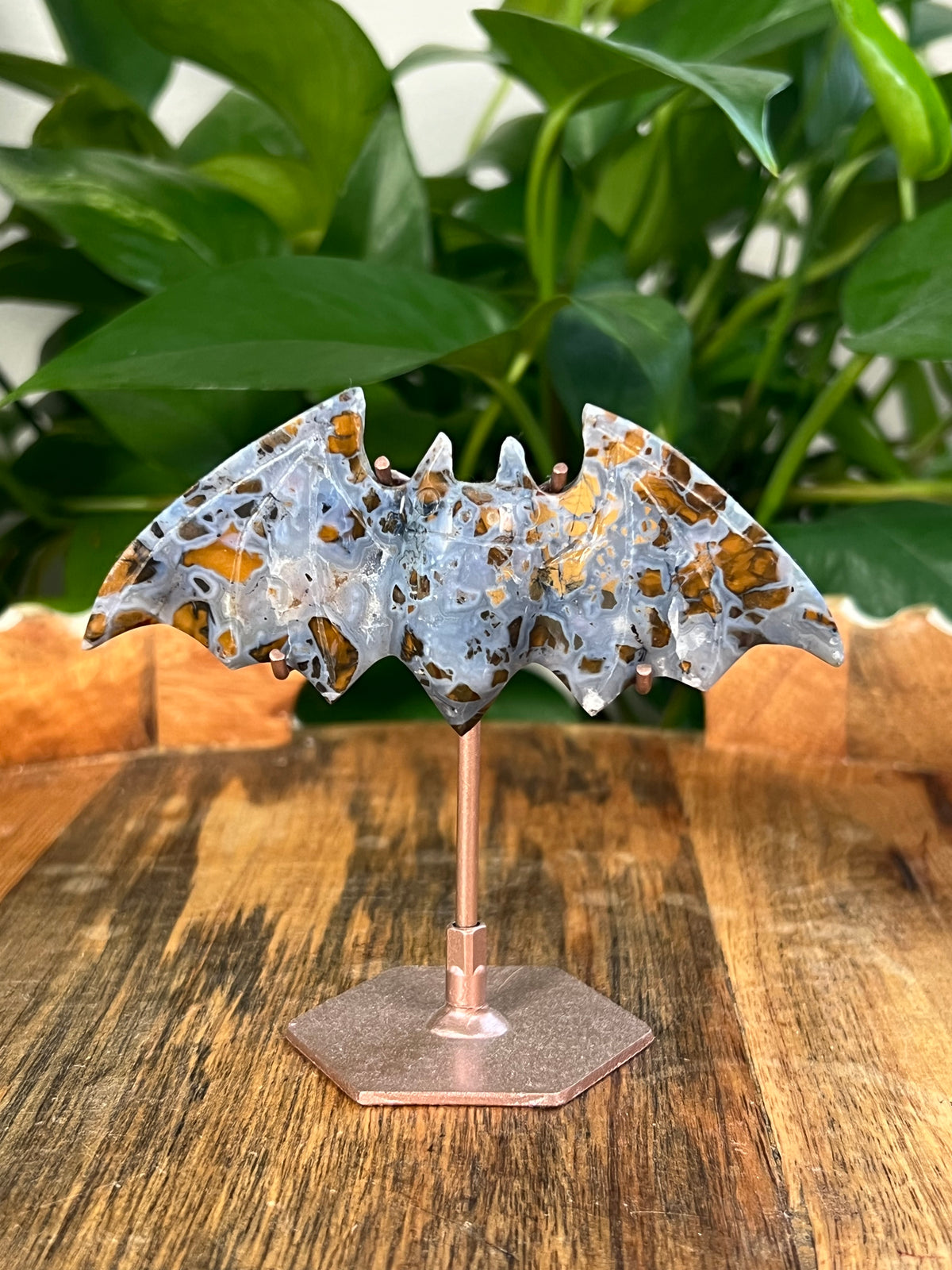 Brecciated Jasper On Metal Stand Bats