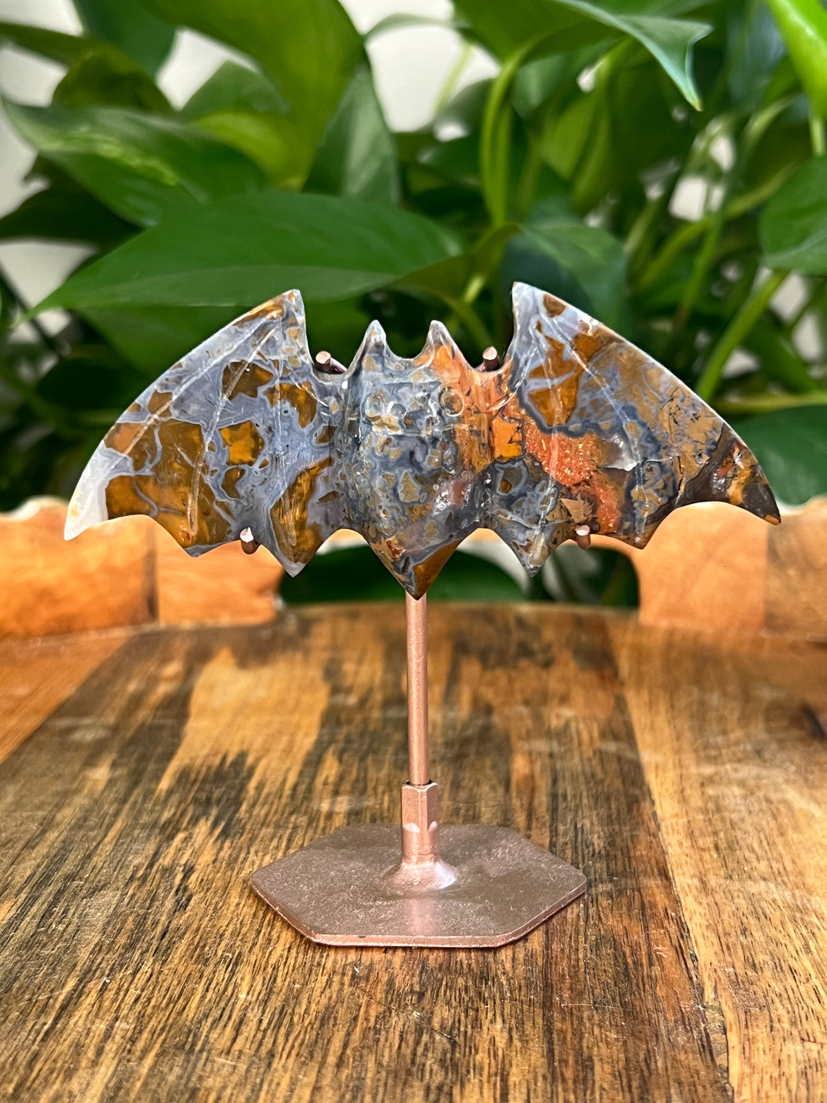 Brecciated Jasper On Metal Stand Bats