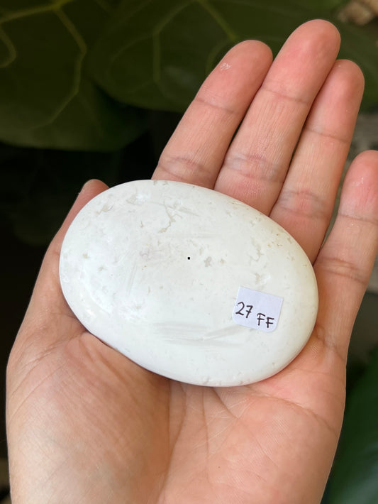 White Snow Agate Palmstone
