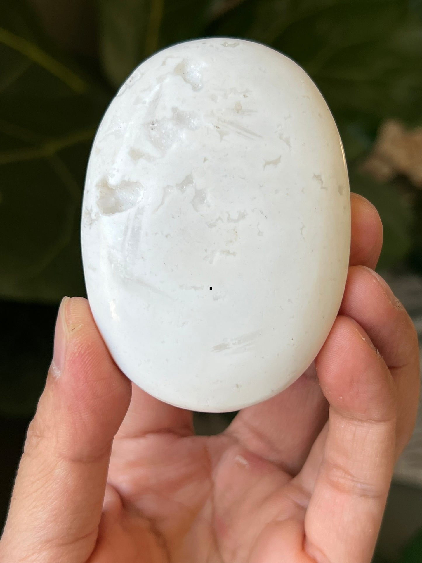 White Snow Agate Palmstone