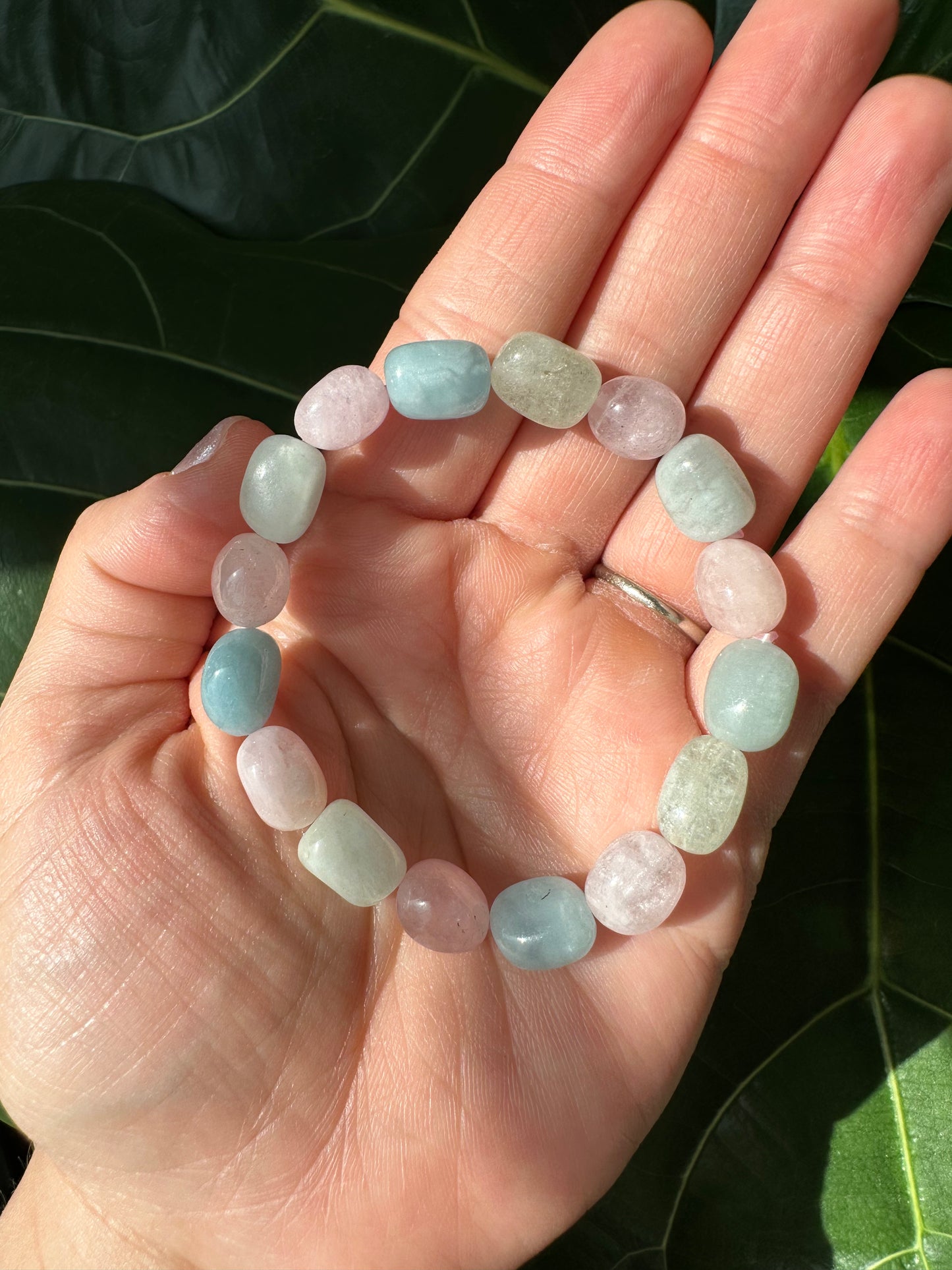 Tumbled Morganite Beaded Bracelet (10mm)