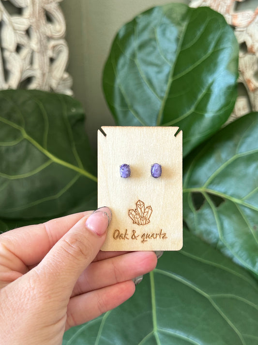 Charoite Stud Earrings