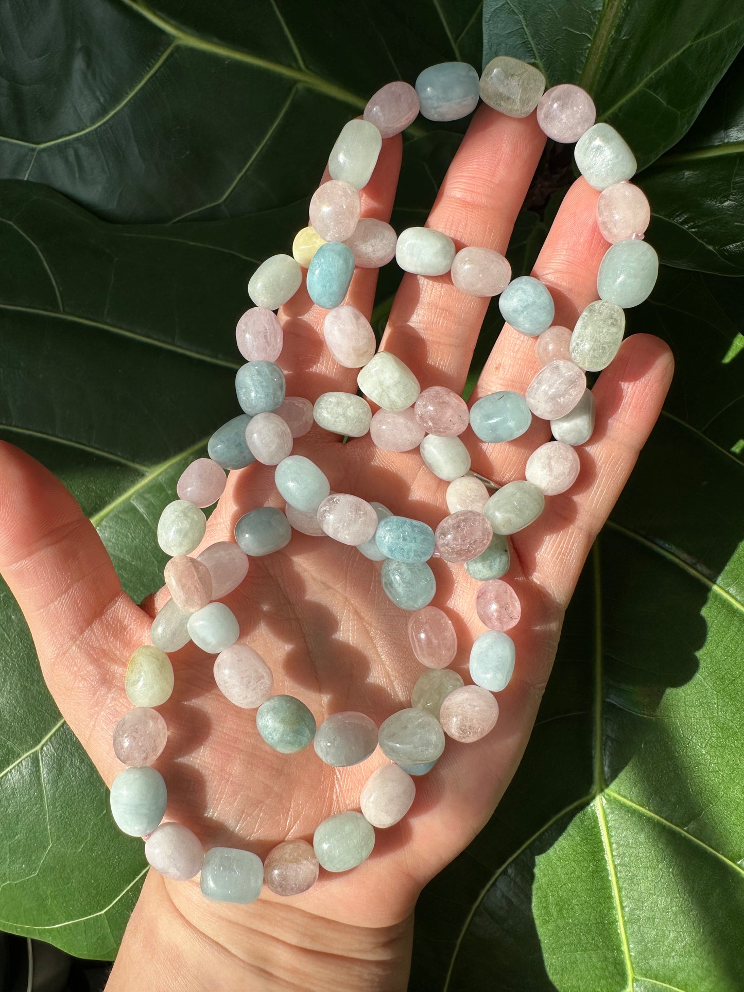 Tumbled Morganite Beaded Bracelet (10mm)