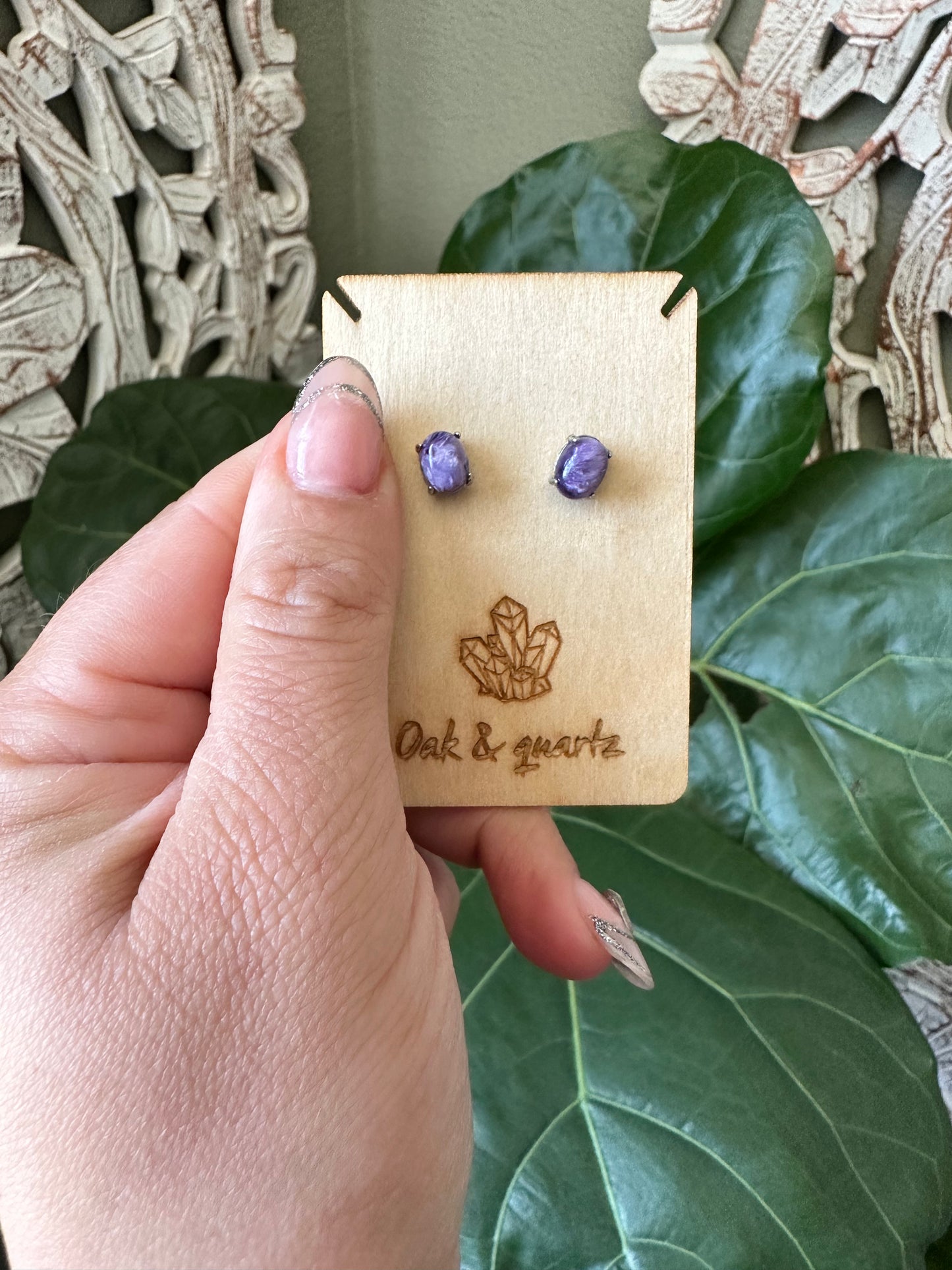 Charoite Stud Earrings