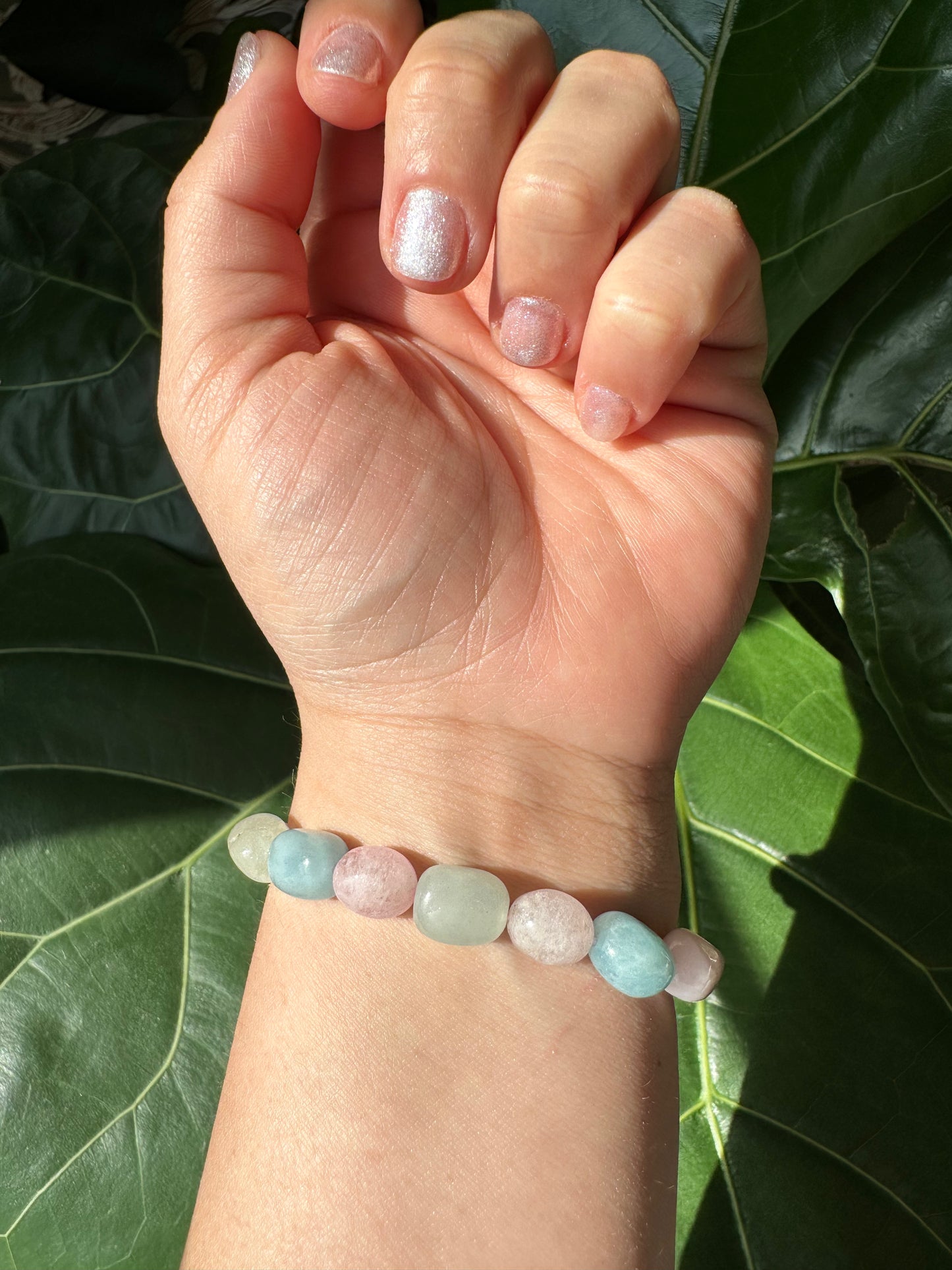 Tumbled Morganite Beaded Bracelet (10mm)