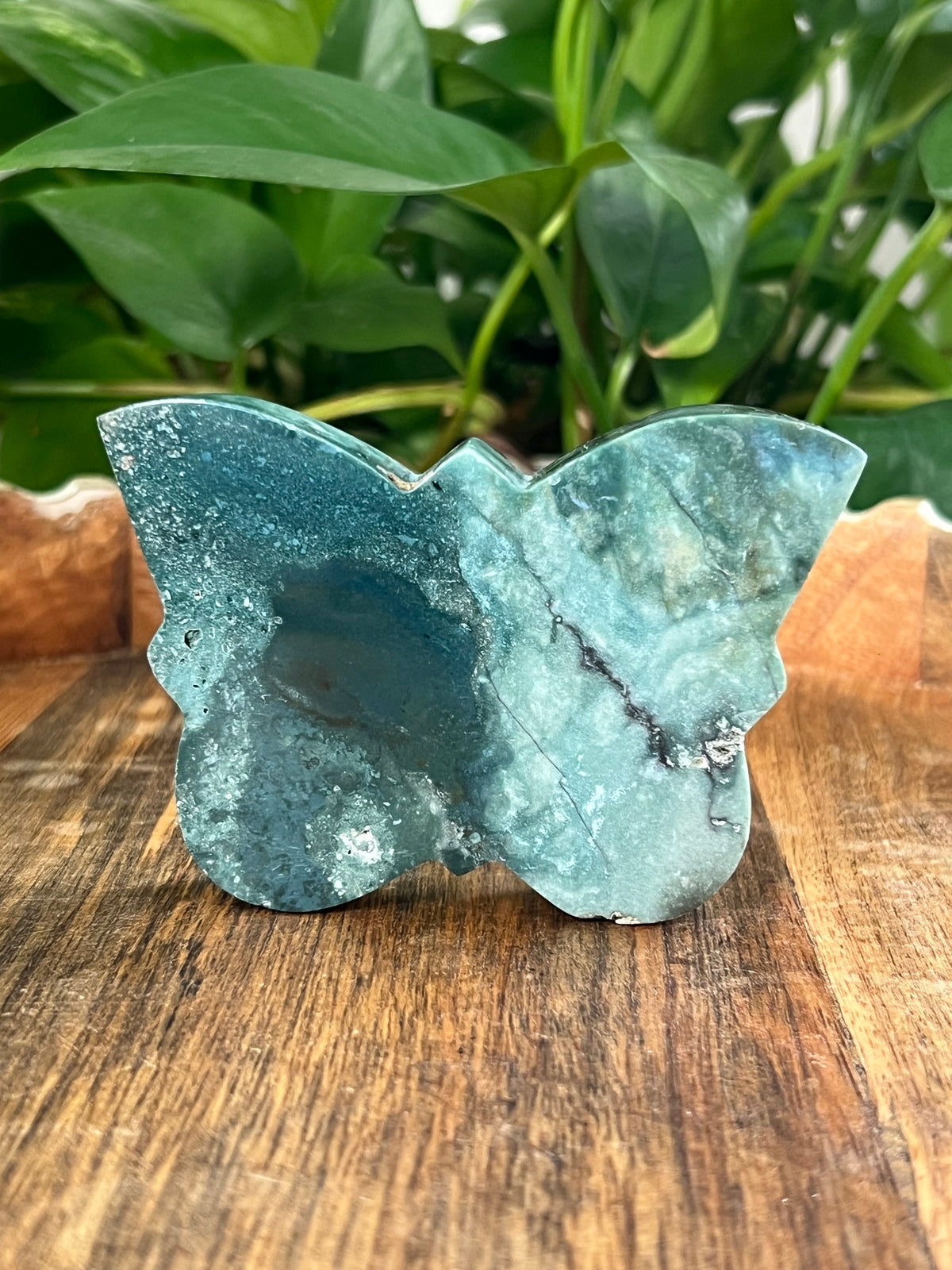 Blue Green Jasper Self Standing Butterfly: AS
