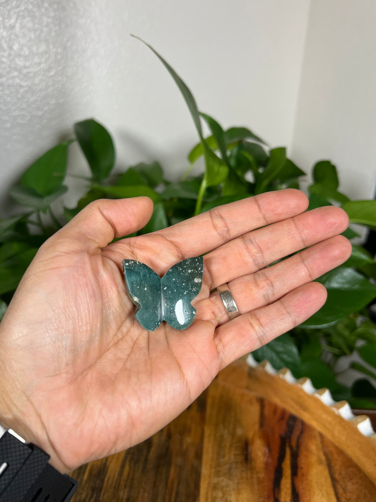 Blue Plume Jasper 3D Mini Butterflies
