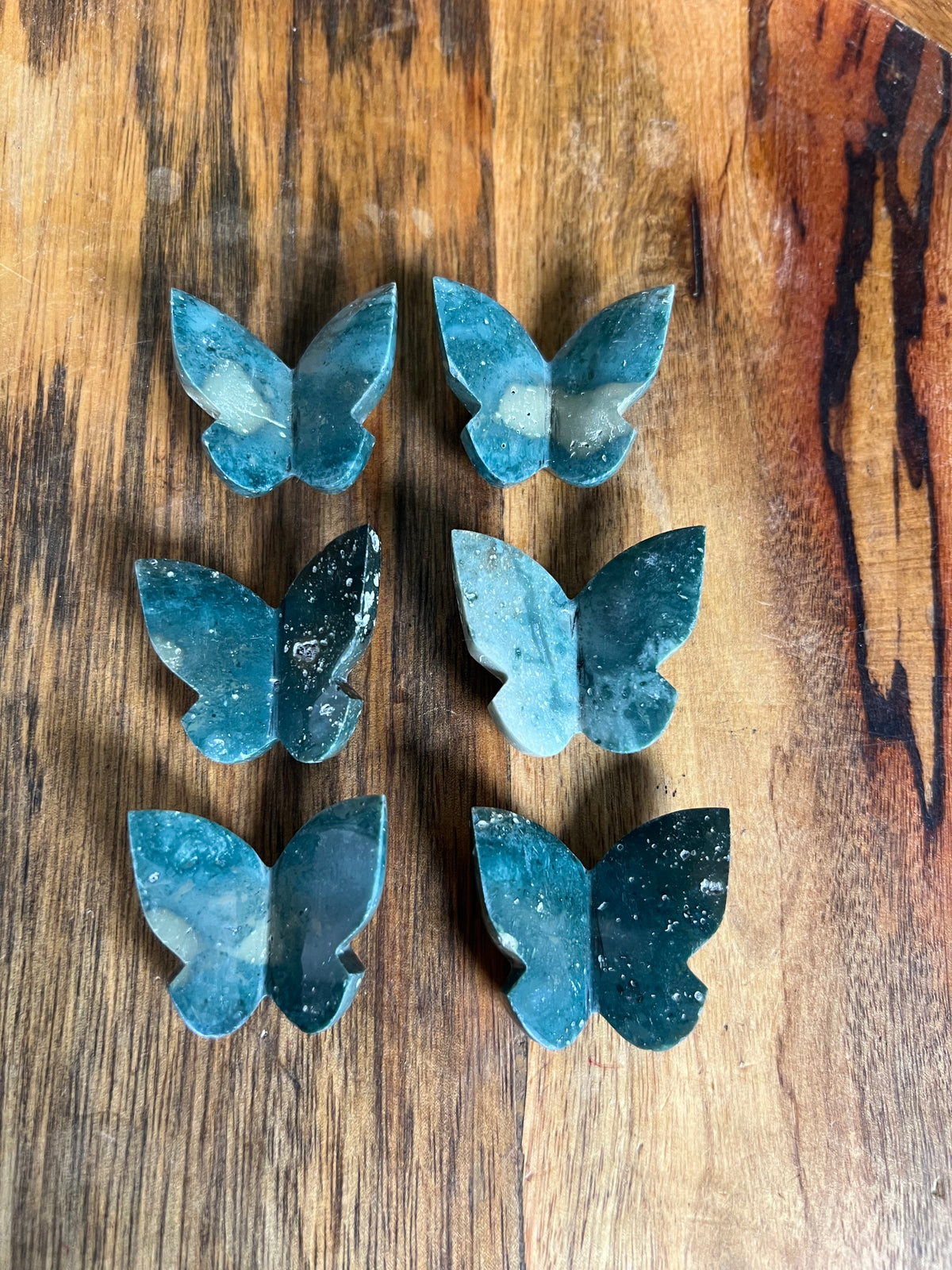 Blue Plume Jasper 3D Mini Butterflies