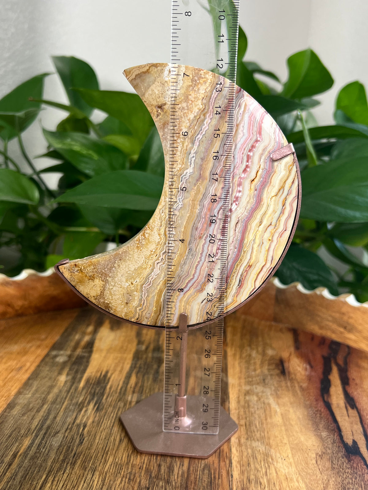 Crazy Lace Agate On Metal Stand Large Moons