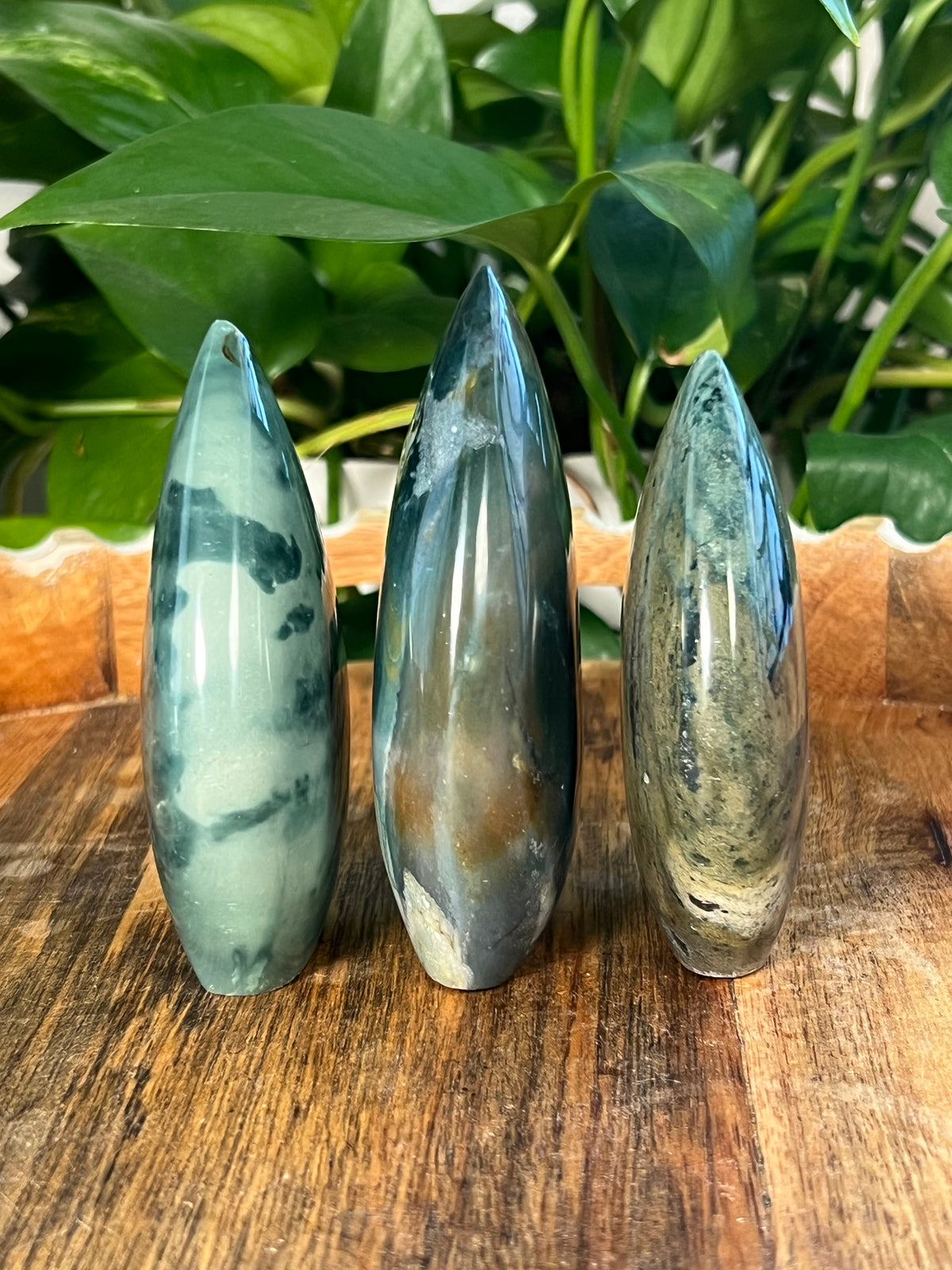 Blue Green Jasper Flames