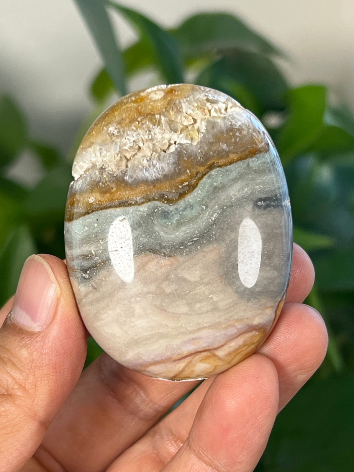 Blue Green Jasper Palmstones