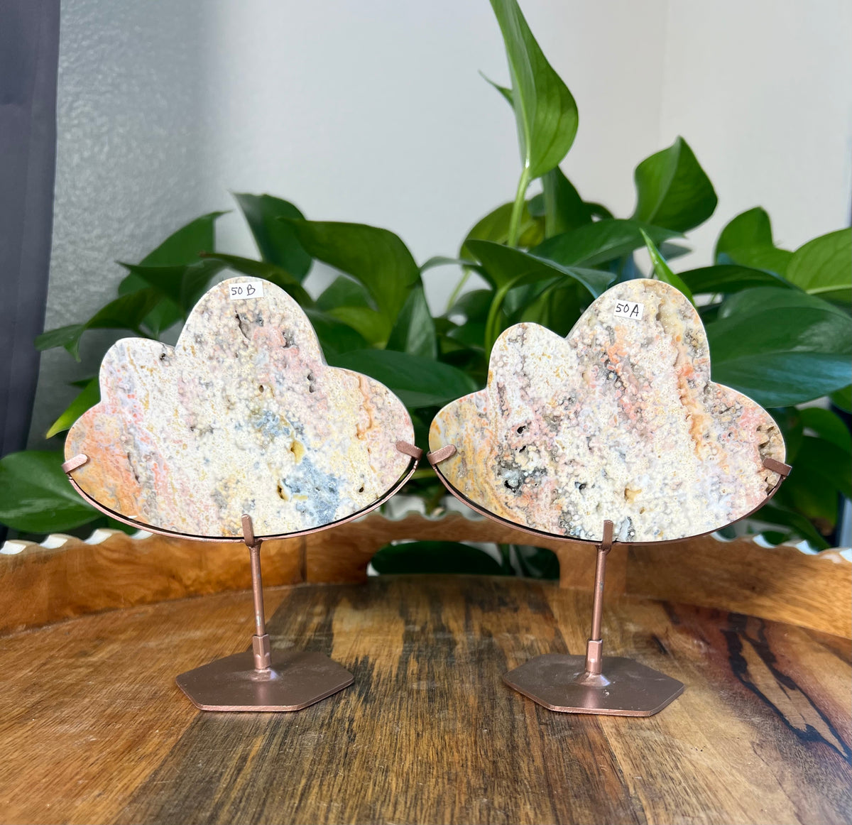 Sea Jasper On Metal Stand Clouds