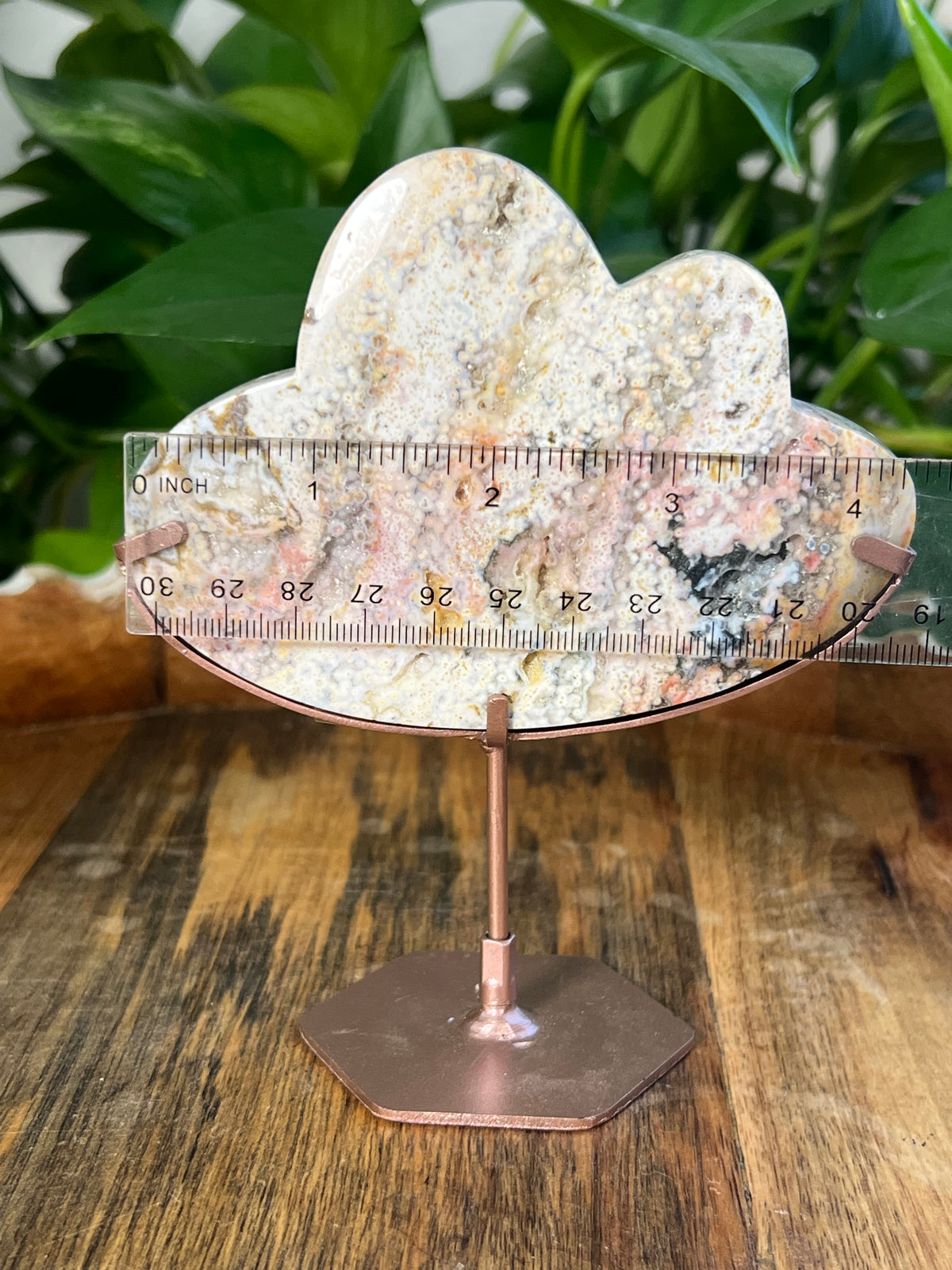 Sea Jasper On Metal Stand Clouds