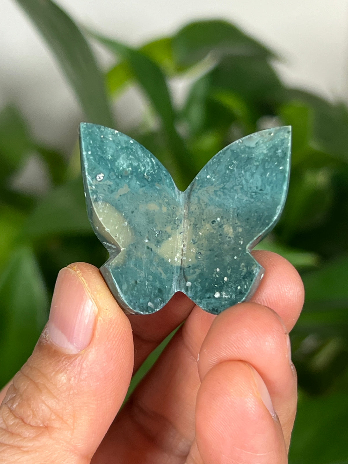 Blue Plume Jasper 3D Mini Butterflies