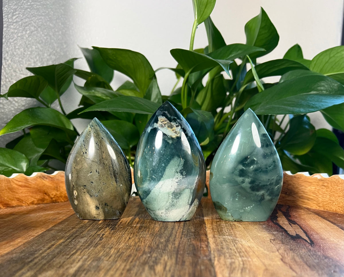 Blue Green Jasper Flames