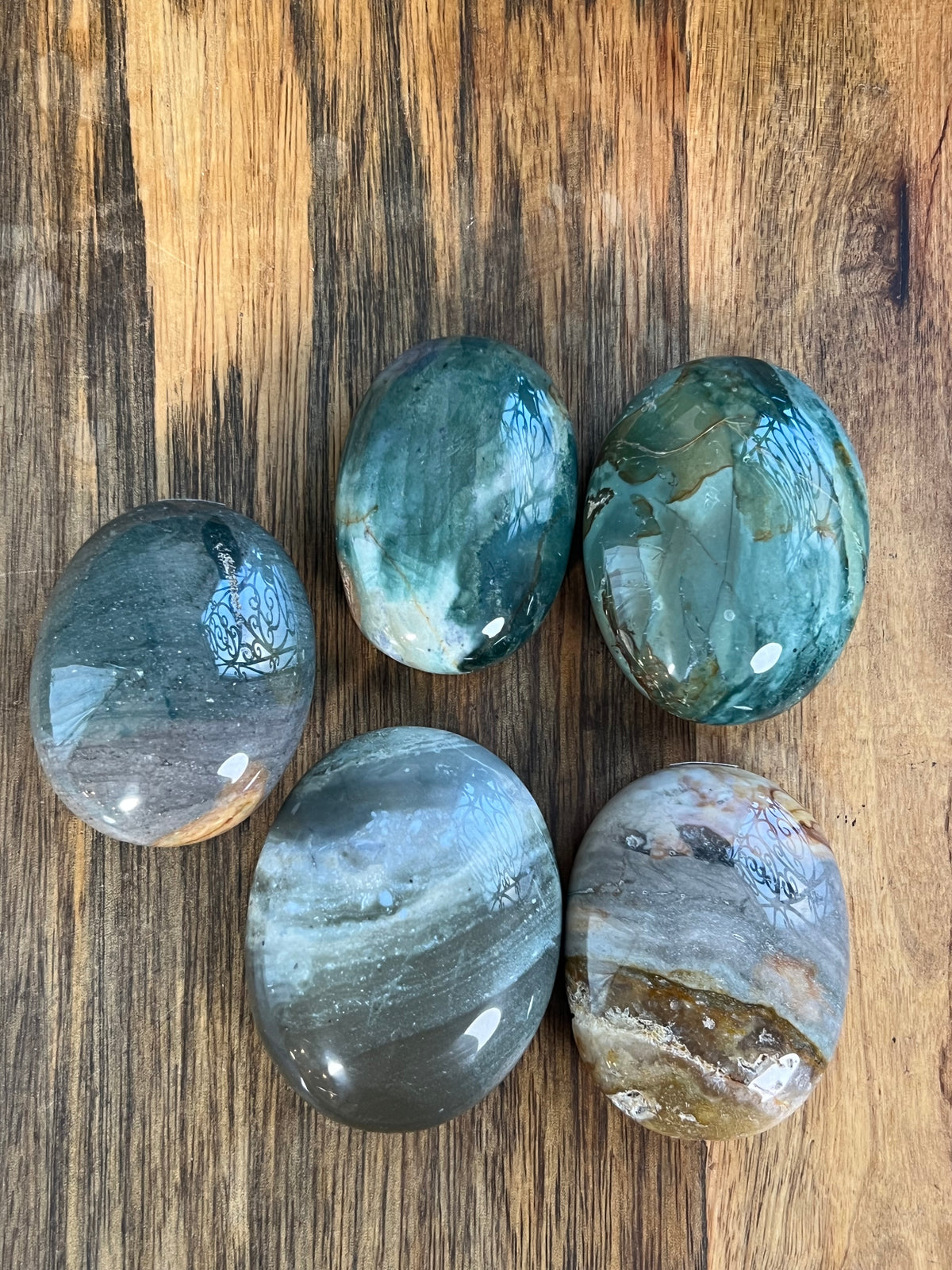Blue Green Jasper Palmstones