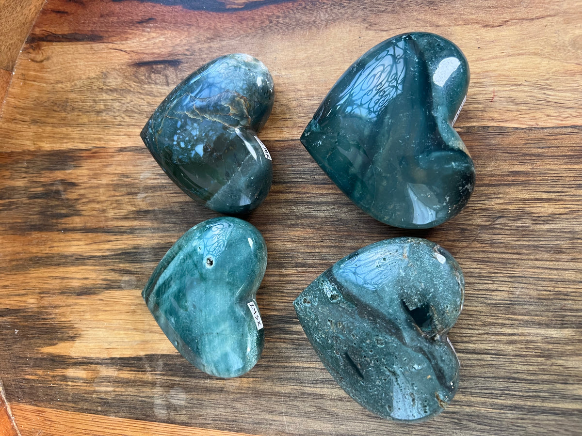 Blue Green Jasper Hearts
