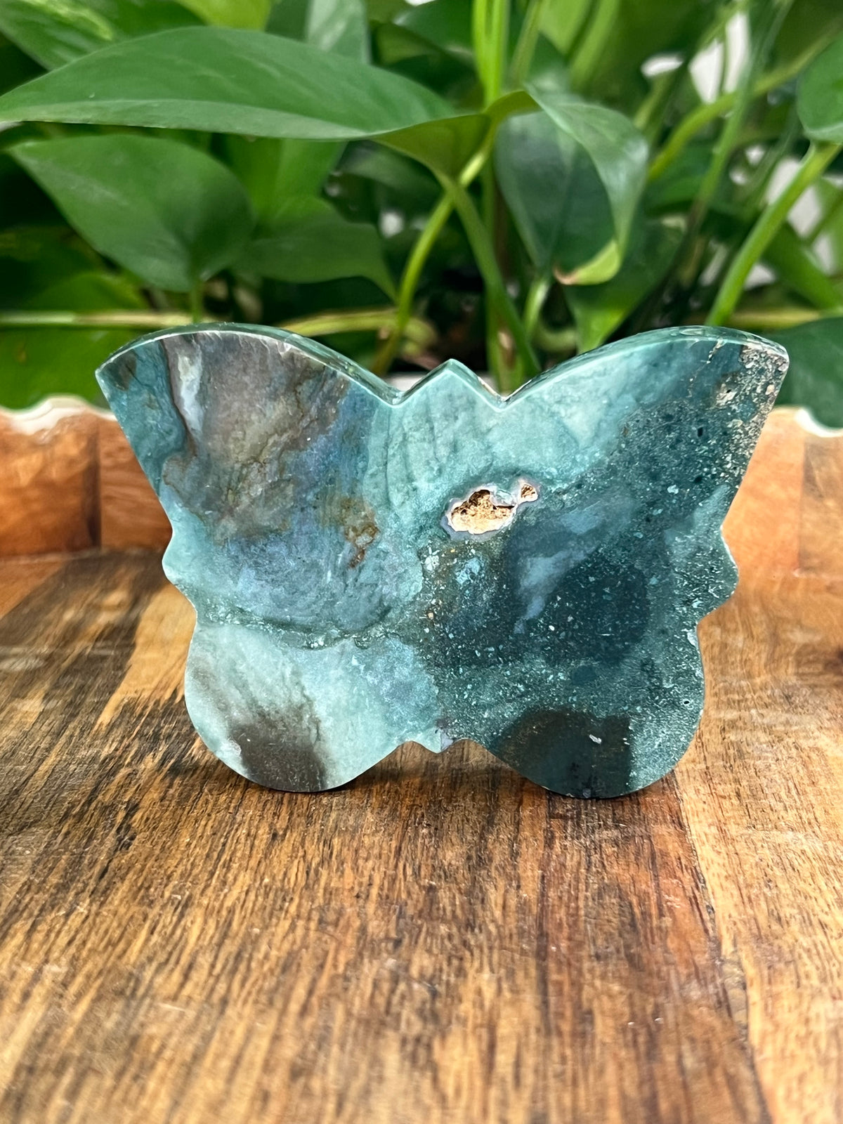 Blue Green Jasper Self Standing Butterfly: AS
