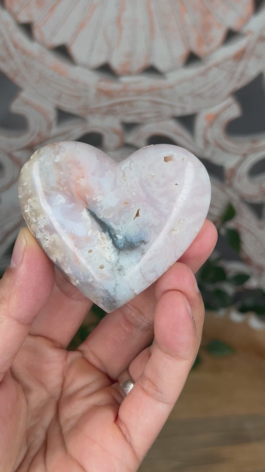 Rainbow Plume Agate Heart