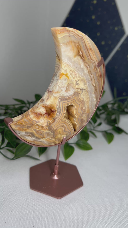 Yellow Crazy Lace Agate Moon