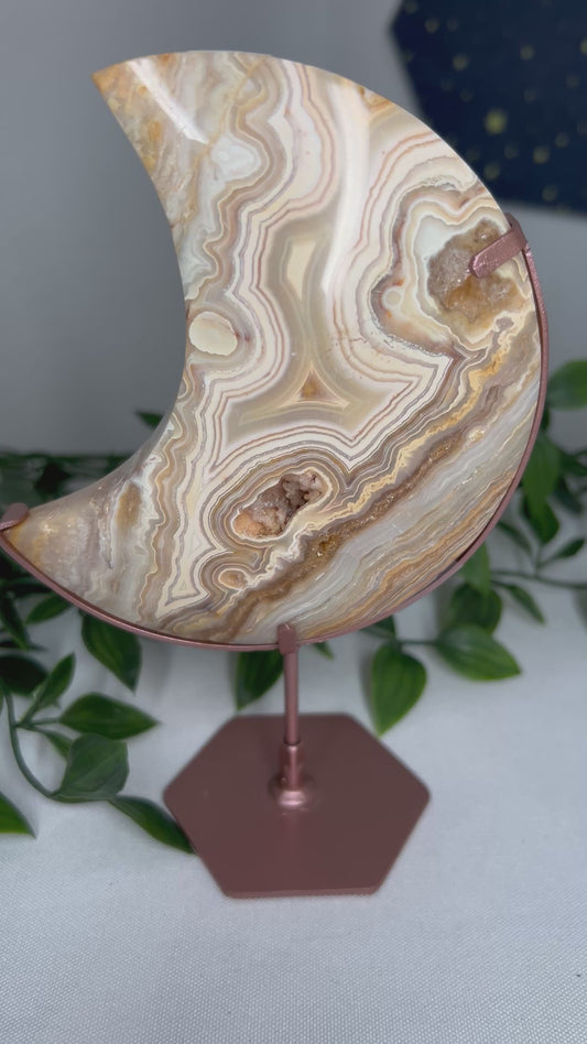 Yellow Crazy Lace Agate Moon