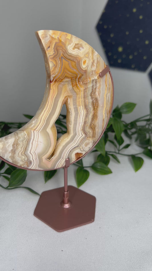 Yellow Crazy Lace Agate Moon
