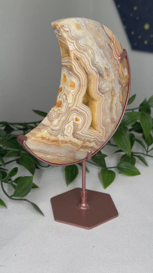 Yellow Crazy Lace Agate Moon